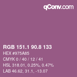 カラーコード: RGB 151.1 90.8 133 | qconv.com