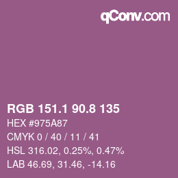 カラーコード: RGB 151.1 90.8 135 | qconv.com