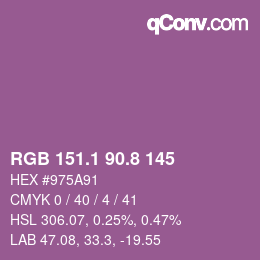 カラーコード: RGB 151.1 90.8 145 | qconv.com