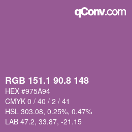 カラーコード: RGB 151.1 90.8 148 | qconv.com