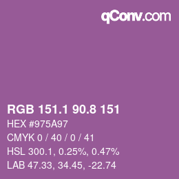 カラーコード: RGB 151.1 90.8 151 | qconv.com