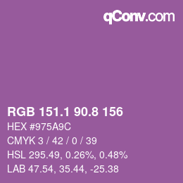 カラーコード: RGB 151.1 90.8 156 | qconv.com