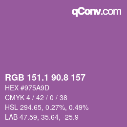 カラーコード: RGB 151.1 90.8 157 | qconv.com