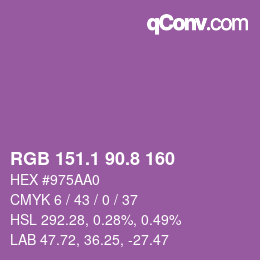 カラーコード: RGB 151.1 90.8 160 | qconv.com