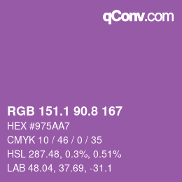 カラーコード: RGB 151.1 90.8 167 | qconv.com