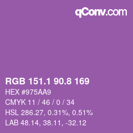 カラーコード: RGB 151.1 90.8 169 | qconv.com