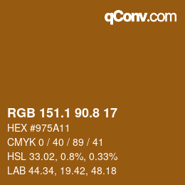 カラーコード: RGB 151.1 90.8 17 | qconv.com