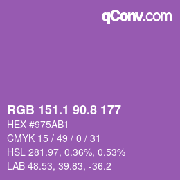 カラーコード: RGB 151.1 90.8 177 | qconv.com