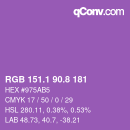 カラーコード: RGB 151.1 90.8 181 | qconv.com