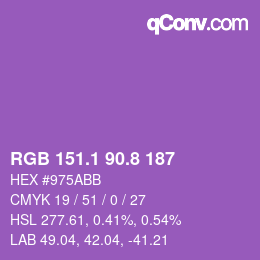 カラーコード: RGB 151.1 90.8 187 | qconv.com