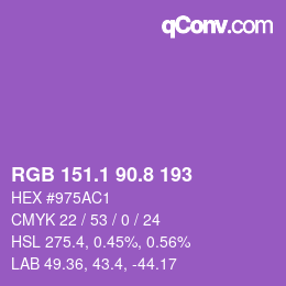 カラーコード: RGB 151.1 90.8 193 | qconv.com