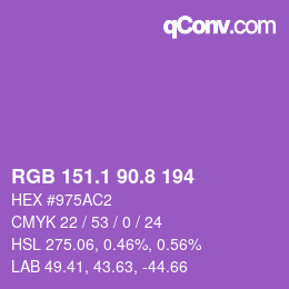 カラーコード: RGB 151.1 90.8 194 | qconv.com