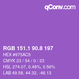 カラーコード: RGB 151.1 90.8 197 | qconv.com