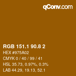 カラーコード: RGB 151.1 90.8 2 | qconv.com