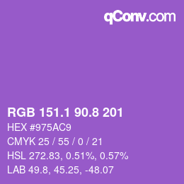 カラーコード: RGB 151.1 90.8 201 | qconv.com