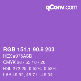 カラーコード: RGB 151.1 90.8 203 | qconv.com
