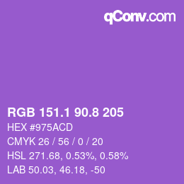カラーコード: RGB 151.1 90.8 205 | qconv.com
