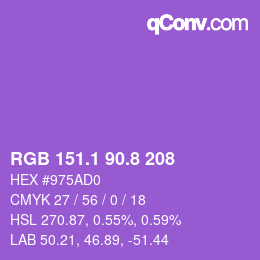 カラーコード: RGB 151.1 90.8 208 | qconv.com