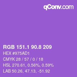 カラーコード: RGB 151.1 90.8 209 | qconv.com