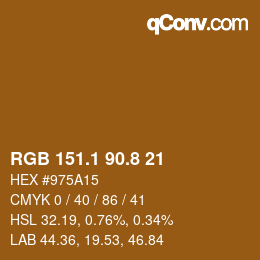 カラーコード: RGB 151.1 90.8 21 | qconv.com