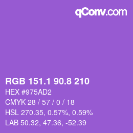 カラーコード: RGB 151.1 90.8 210 | qconv.com