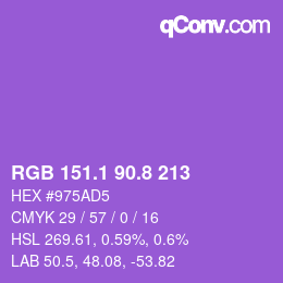 カラーコード: RGB 151.1 90.8 213 | qconv.com