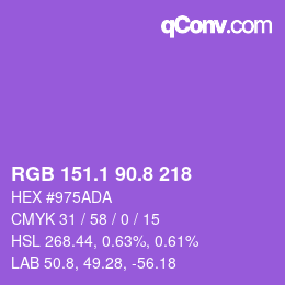 カラーコード: RGB 151.1 90.8 218 | qconv.com