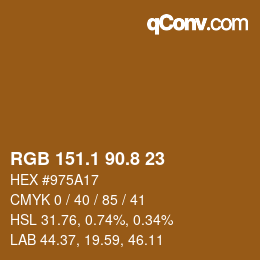 カラーコード: RGB 151.1 90.8 23 | qconv.com