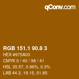 カラーコード: RGB 151.1 90.8 3 | qconv.com
