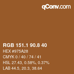 Color code: RGB 151.1 90.8 40 | qconv.com