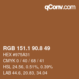 カラーコード: RGB 151.1 90.8 49 | qconv.com