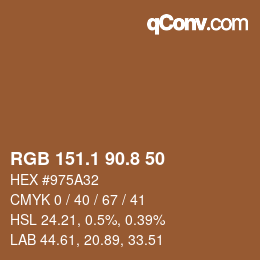 Color code: RGB 151.1 90.8 50 | qconv.com