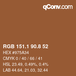 カラーコード: RGB 151.1 90.8 52 | qconv.com
