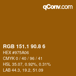 カラーコード: RGB 151.1 90.8 6 | qconv.com