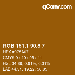 カラーコード: RGB 151.1 90.8 7 | qconv.com