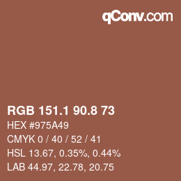 カラーコード: RGB 151.1 90.8 73 | qconv.com