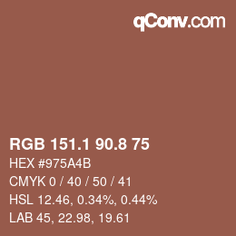 Color code: RGB 151.1 90.8 75 | qconv.com