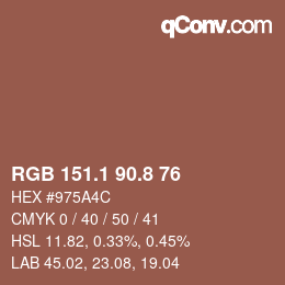 Color code: RGB 151.1 90.8 76 | qconv.com