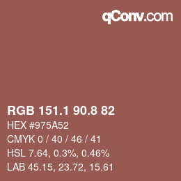 Color code: RGB 151.1 90.8 82 | qconv.com