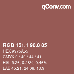 カラーコード: RGB 151.1 90.8 85 | qconv.com