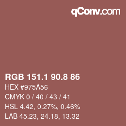Color code: RGB 151.1 90.8 86 | qconv.com