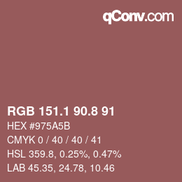Color code: RGB 151.1 90.8 91 | qconv.com