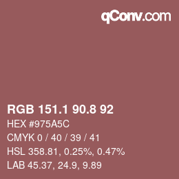 Color code: RGB 151.1 90.8 92 | qconv.com