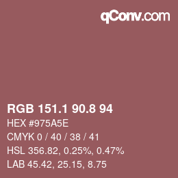 Color code: RGB 151.1 90.8 94 | qconv.com