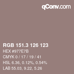カラーコード: RGB 151.3 126 123 | qconv.com