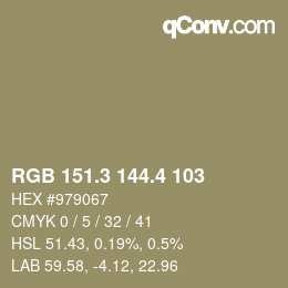 カラーコード: RGB 151.3 144.4 103 | qconv.com