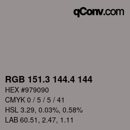 カラーコード: RGB 151.3 144.4 144 | qconv.com