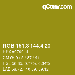 カラーコード: RGB 151.3 144.4 20 | qconv.com