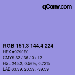 カラーコード: RGB 151.3 144.4 224 | qconv.com