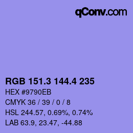カラーコード: RGB 151.3 144.4 235 | qconv.com
